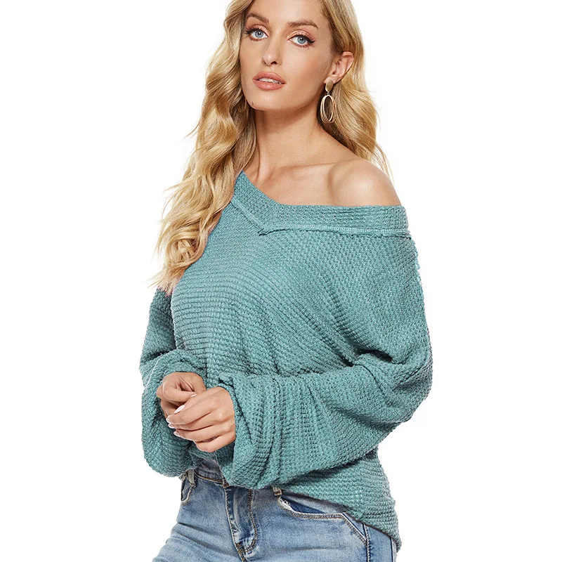 

Women's Sweater Autumn/Winter 2020 New Fashion Loose V Neck Lantern Sleeve Sweaters Pullover for Women Sp1161