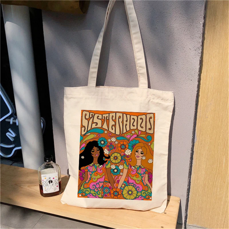 

Fashionable painted pattern one-shoulder shopping bag handbag reusable bag large capacity Harajuku Gothic art kawaii handbag.