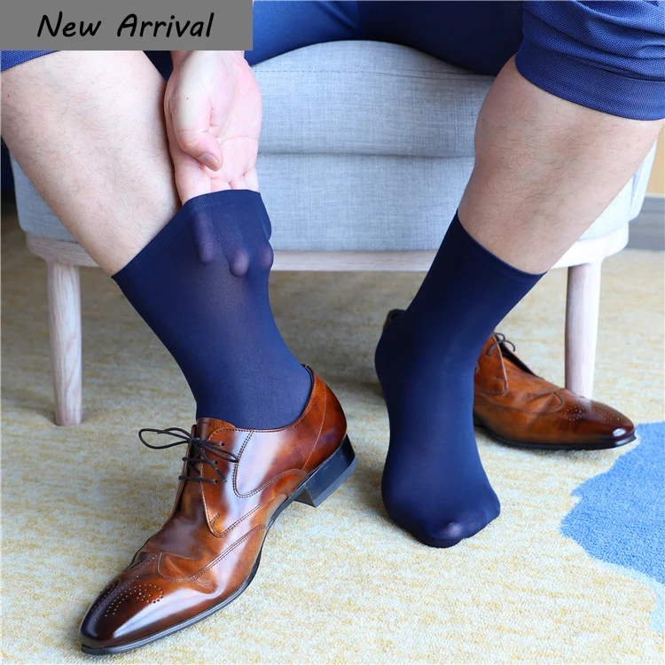 New Design Sexy Men's Socks Business Formal Cosplay Elastic Thin Sheer Stocking Sock for Men