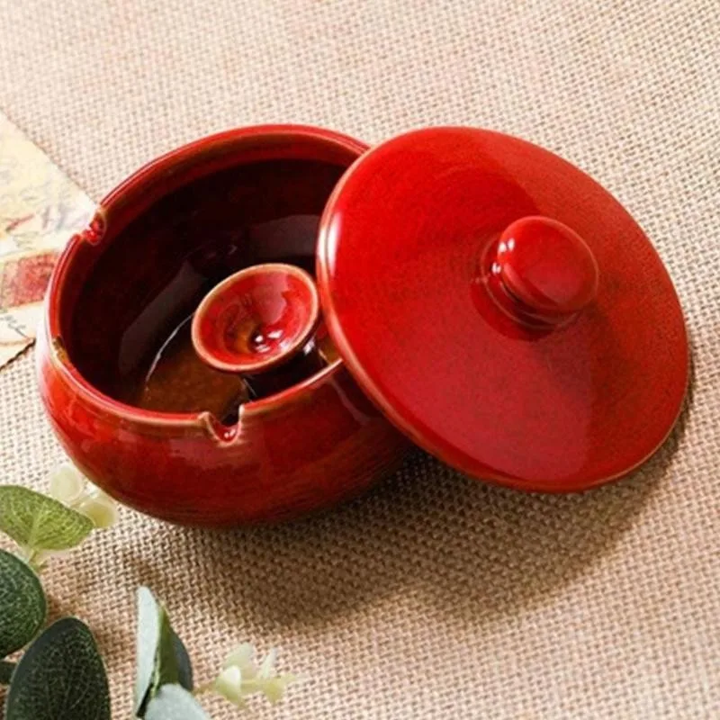 1 шт. Ретро Керамика пепельницы Портативный круглый горшок с защитой от ожогов