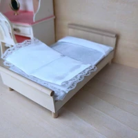 mini bedroom furniture toy cute exquisite workmanship moisture proof for kids dollhouse bed model dollhouse double bed