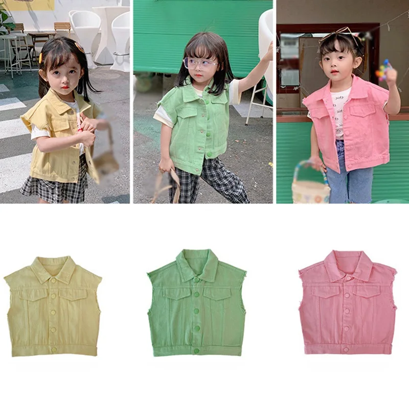 

Spring Autumn Children Girl Boy Candy Color Vest Summer Corduroy Sleeveless Coat Fashion Solid Kid Clothing For Baby And Girl