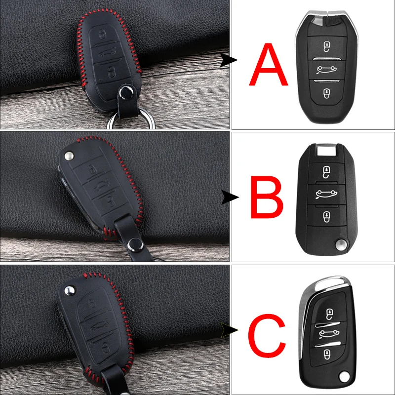 Кожаный чехол для автомобильных ключей КРЫШКА ДЛЯ Citroen C3 C4L C5 C6 C8 C3-XR Picasso Xsara DS7 Peugeot