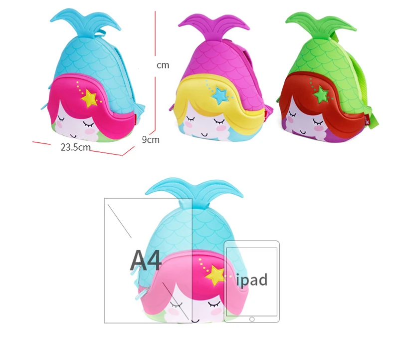 NOHOO Школьные сумки для девочек Русалка 3D мультфильм Детская сумка хорошего качества, рюкзак детский сад, милые маленьк