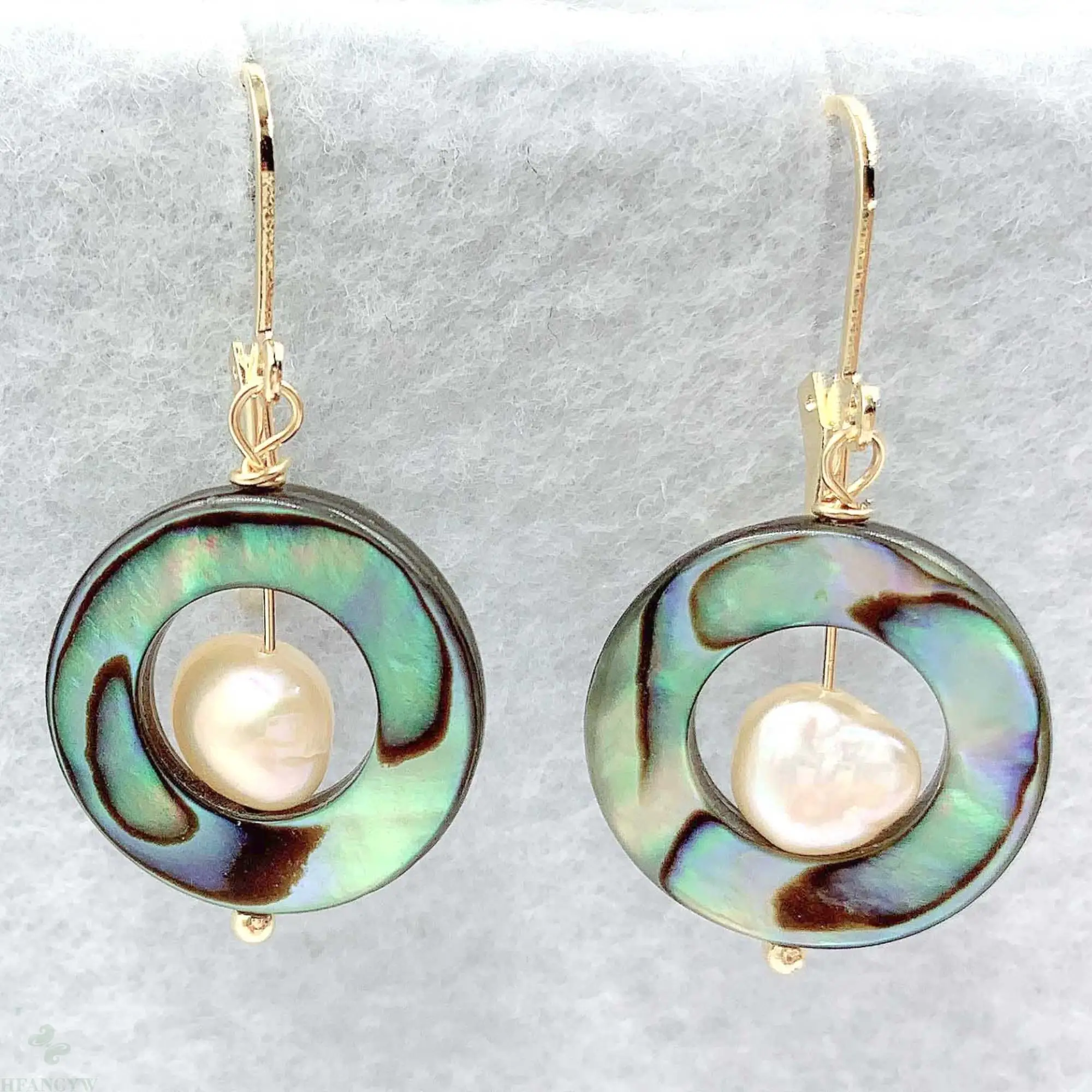 18x18 мм Abalone ракушка розовые серьги с барочным жемчугом 18k подвеской Роскошные