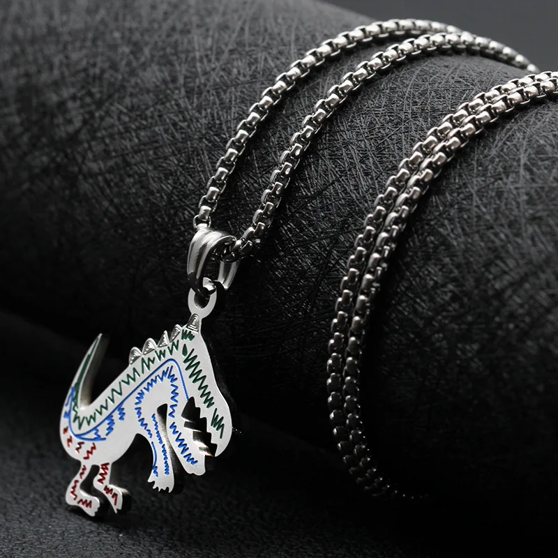 Панк крутой тираннозавр рекс подвеска из нержавеющей стали мультфильм динозавр