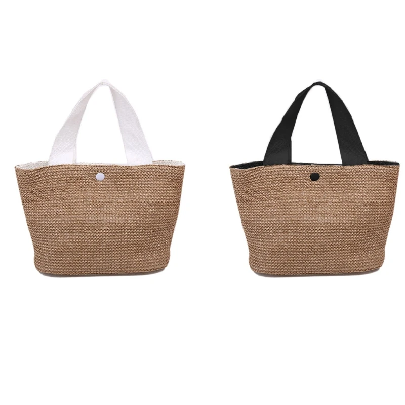

Ladies Summer Casual Straw Woven Handbag Vintage Large Capacity Shoulder Underarm Shoulder Bags Totes