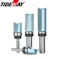 tideway 1pc 12 14 shank flush trim router bit for wood woodworking tungsten steel straight bit with bearing milling cutter
