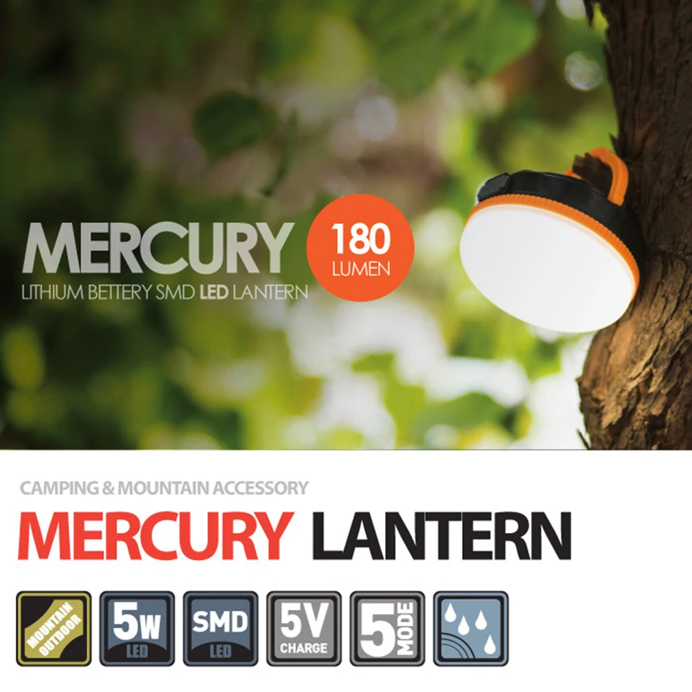 5 LEDS Portable Camping Lights LED Hiking Lantern Tents Lamp Outdoor Emergency Night Light USB Charging LAMP For BBQ | Спорт и