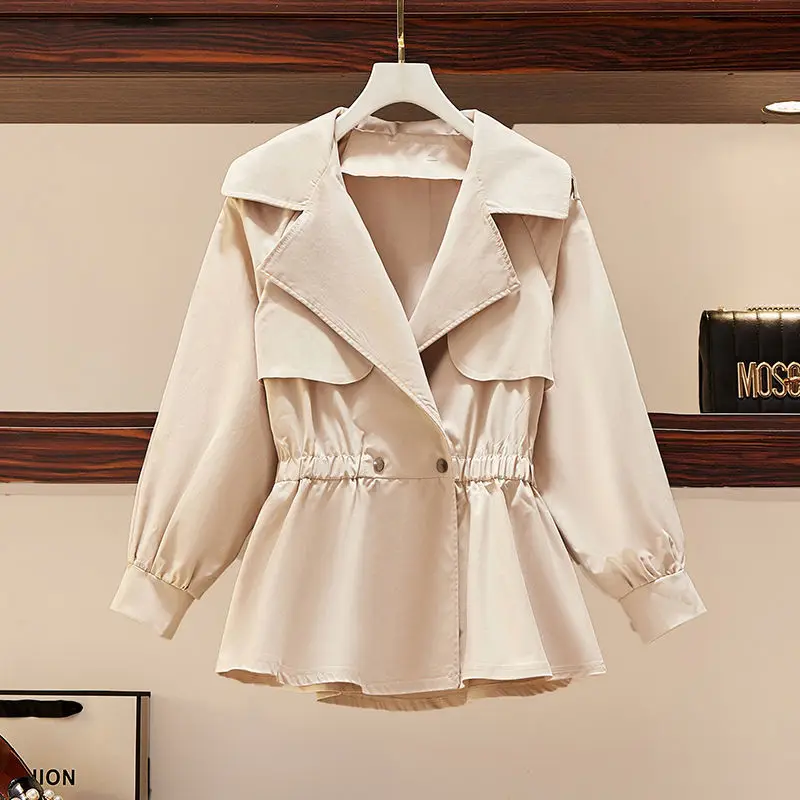 

Women's Windbreaker Short 2021 New Style Small Lantern Sleeve Waist Thin Korean Female Jacket Coat Off White Solid Color W68