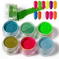 6 bottleset nail art neon phosphor pigment powder set fluorescent nail glitter dust powder diy nail art manicure decoration 17