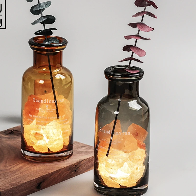 Современный Гималайский светодиодный светильник с кристаллами соли ваза
