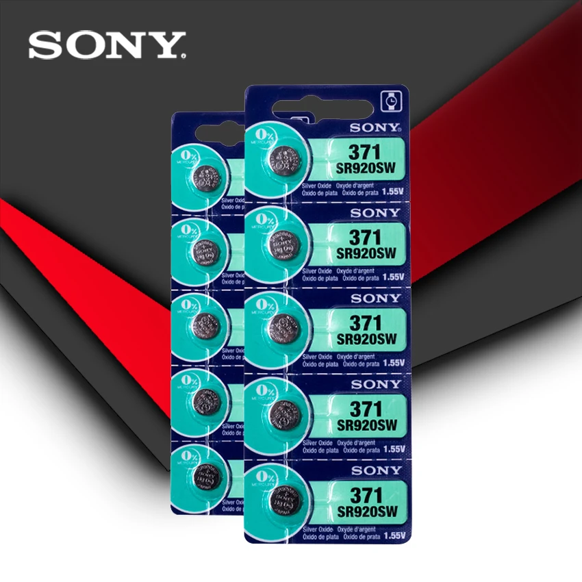 Батарейка для часов Sony 100% оригинальная 371 SR920SW 920 1 55 в 10 шт. батарейка сделано
