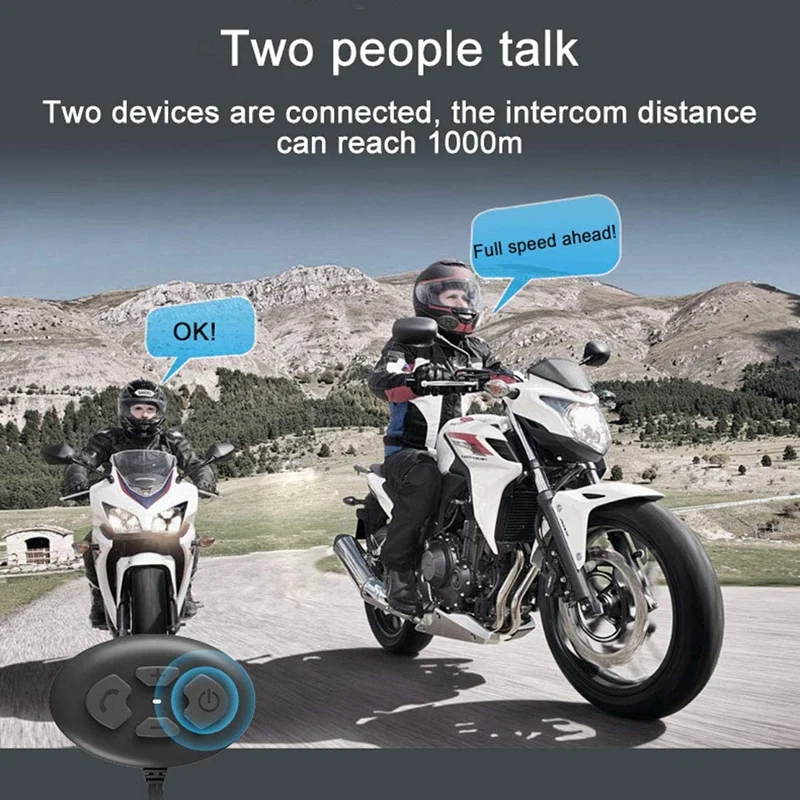 2Pcs DK12 Bluetooth 5.0 Helmet Headset Intercom with FM Radio Motorcycle Noise Cancellation IP65 Waterproof