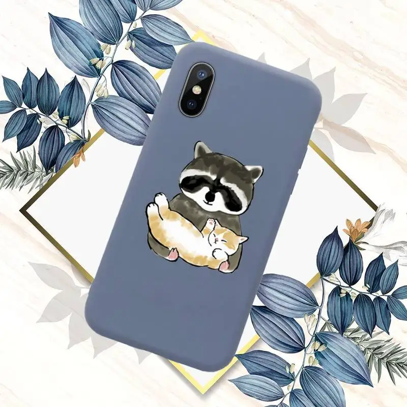 

Cute cat illustration mushroom bear panda Phone Case Candy Color for iPhone 11 12 mini pro XS MAX 8 7 6 6S Plus X SE 2020 XR