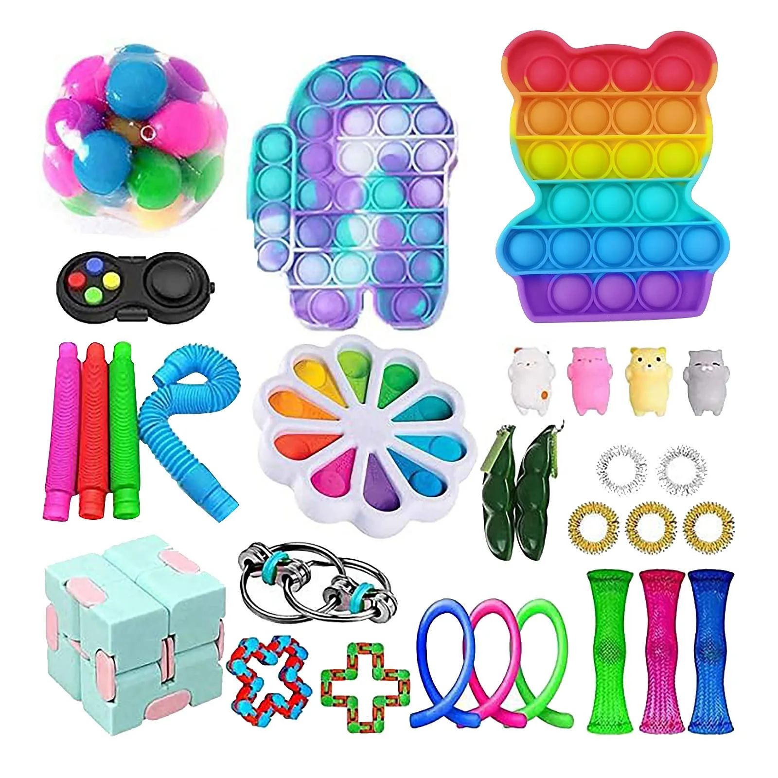 

37PC Cheap Fidget Toys Anti Stress Set Strings Relief Pack Gift for Adults Children Figet Sensory Squishy Relief Antistress