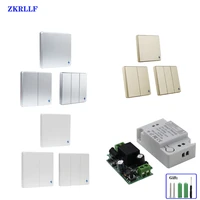 zkrllf 433mhz wireless remote control button wall switch 110v 220v 1ch relay receiver module forled light wireless control diy