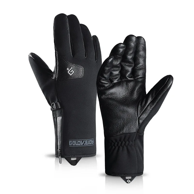 

Winter riding gloves men's outdoor cross-country motorcycle riding gloves real sheepskin bicycle full finger plus cashmere