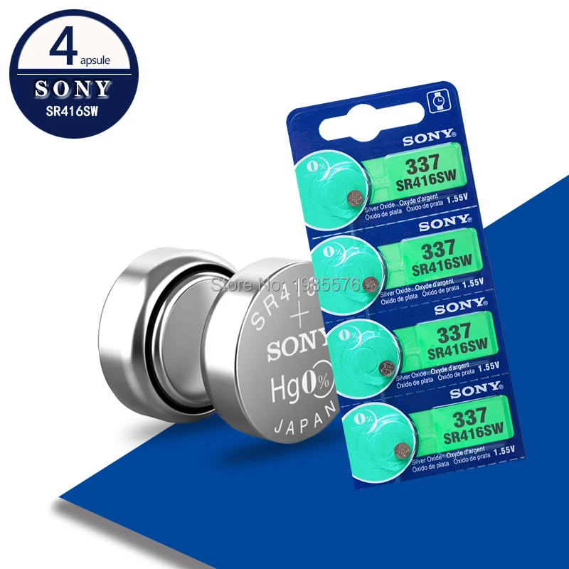 4 шт. для SONY Оригинальный Новый аккумулятор часов 337 SR416SW серебристый 1 55 в