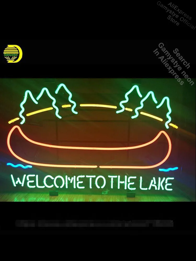 

WELCOME TO THE LAKE Neon Sign neon bulb light Sign glass Beer Bar Pub Decoratives Neon Light Signs for Store Shopping Hall Sign