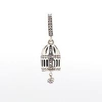 hot s925 sterling silver unfettered bird cage pendant openable cage beads fit original charms necklace