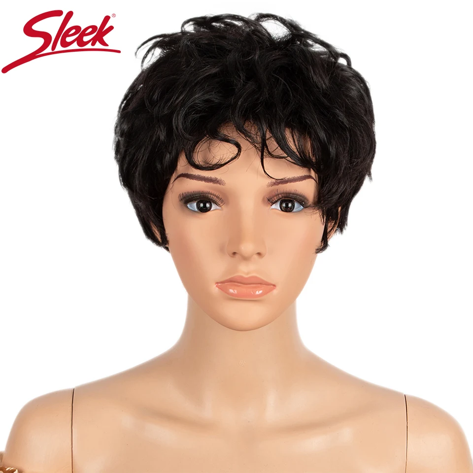 

Sleek Human Hair Wigs For Women Short Pixie Cut Wig Colored Human Hair Wigs Water Wave Brazilian Hair Wigs Short Wigs For Men
