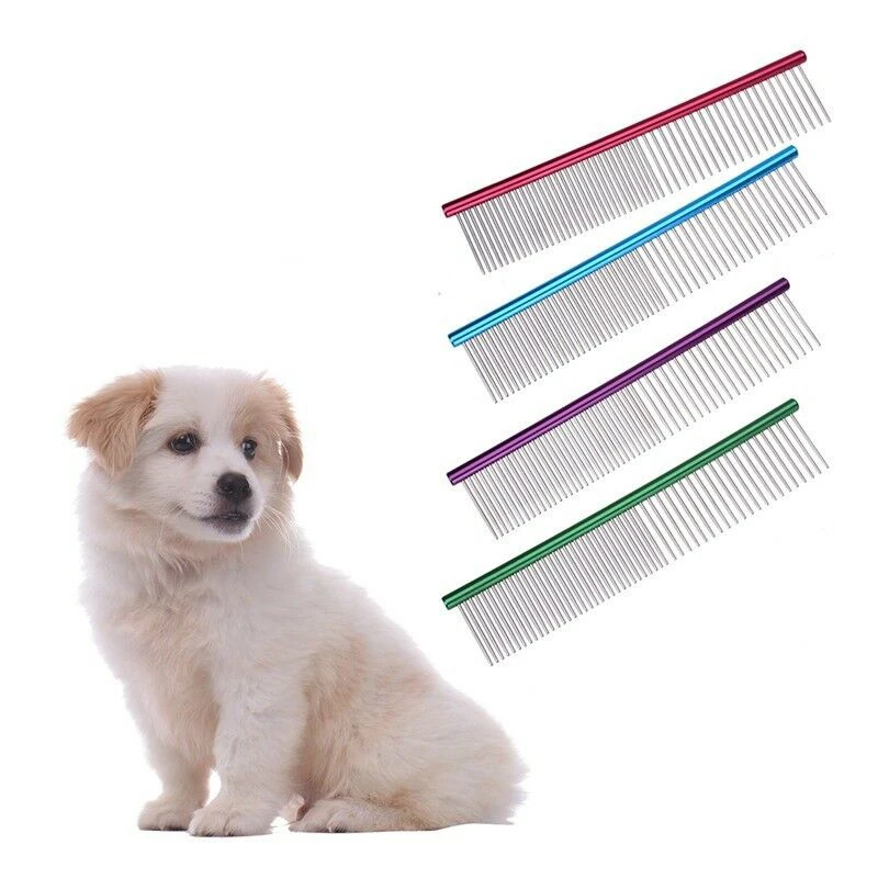 

Pet Dog Cat Metal Double Row Teeth Grooming Hair Comb Brush Fur Rake Tool