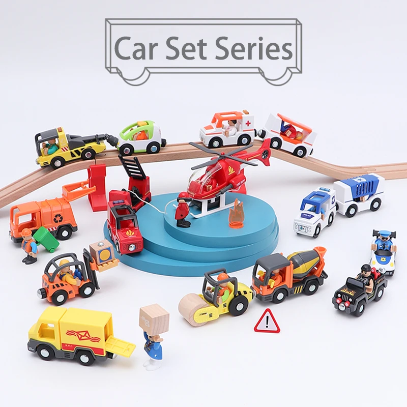 

Sound and Light of Magnetic Train Car Ambulance Police Car Fire Truck Compatible T-homas Wood Track Toy Car Toys for Children's