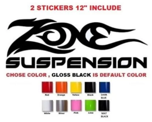 

For 2Pcs 12" ZONE SUSPENSION DIE CUT STICKER DECAL