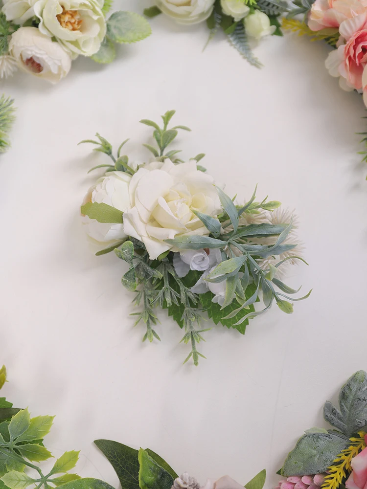Белые свадебные гребни для волос Boho деревенские цветочные невесты зеленые