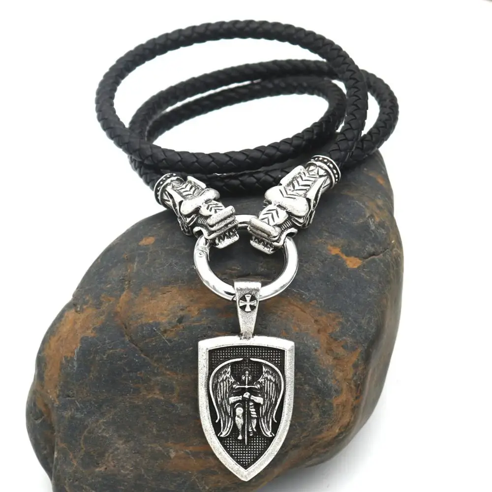 Nostalgie Aartsengel Michael Saint Protect Me Shield Amulet Bescherming Wolf Hoofd Russische Orhodox Hanger Ketting Mannen Heidense Wicca Nostalgie Aartsengel Michael Saint Protect Me Shield Amulet Bescherming Wolf Hoofd Russische Orhodox Hanger Ketting Mannen Heidense Wicca