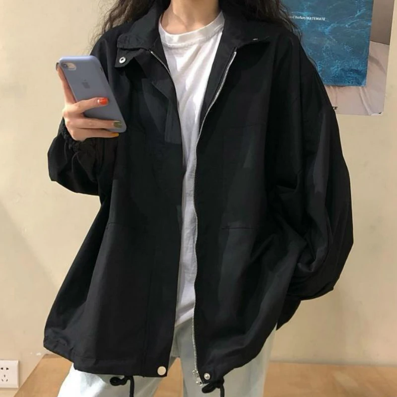 

Trench Women Spring Solid Oversize 2XL Loose Outwear Chic Womens Coats Casual Fashion Harajuku Simple Korean Style BF All-match