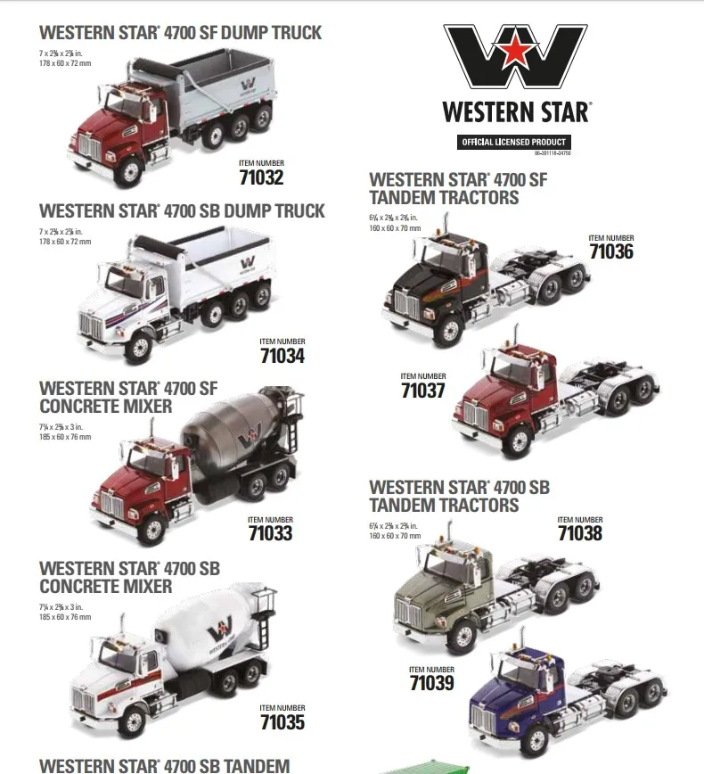 

New 1:50 Scale Western Star 4700 SB Dump Truck 4700 SF CONCERETE MIXER Tractors By Diecast Masters For Collection gift