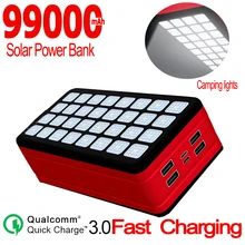 Solar Power Bank 99000mAh Large Capacity Portable Mobile Phone Charger LED Light 4USB Port PoverBank for Xiaomi Samsung Iphone
