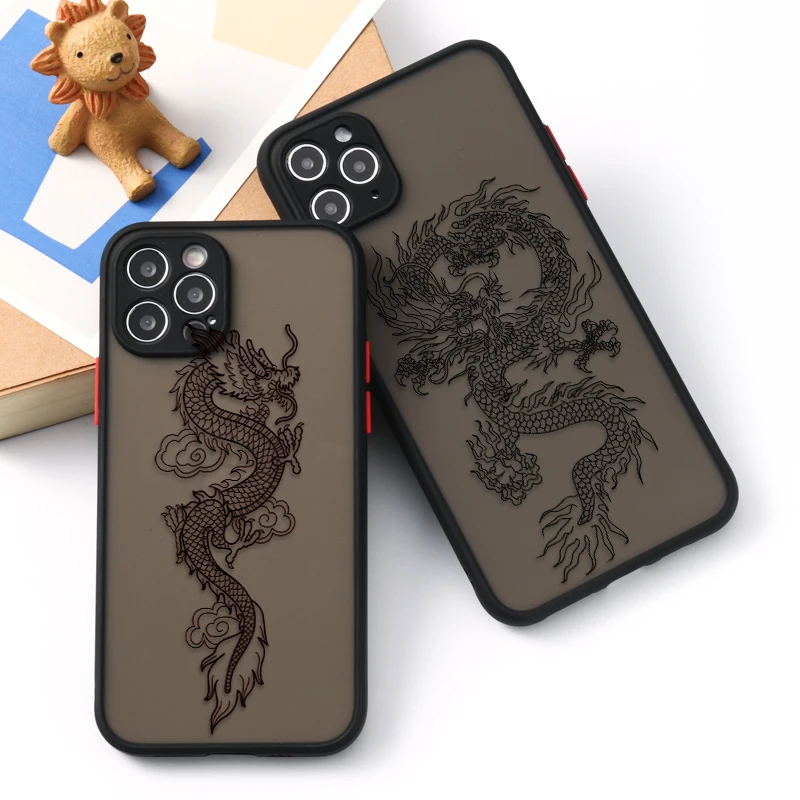

Black Dragon Case For Iphone 11 Transparent Cover For Iphone 11 Pro Max 12 Mini X XR XS MAX 7 8 Plus SE 2020 6 6S Animals Shell