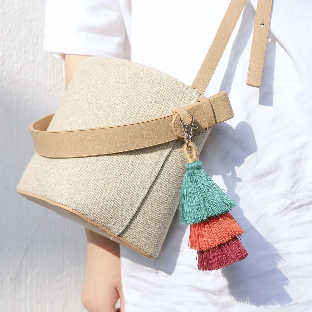 Модные брелки с цветными помпонами и кисточками для женщин сумка декоративный