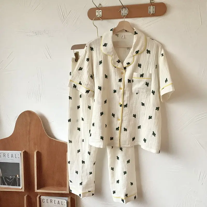 

Pajama Sets Women Korean Style Fashion Sleepwear Summer Kawaii Print Sweet Girls Two Piece Homewear Casual Short Sleeve Friends