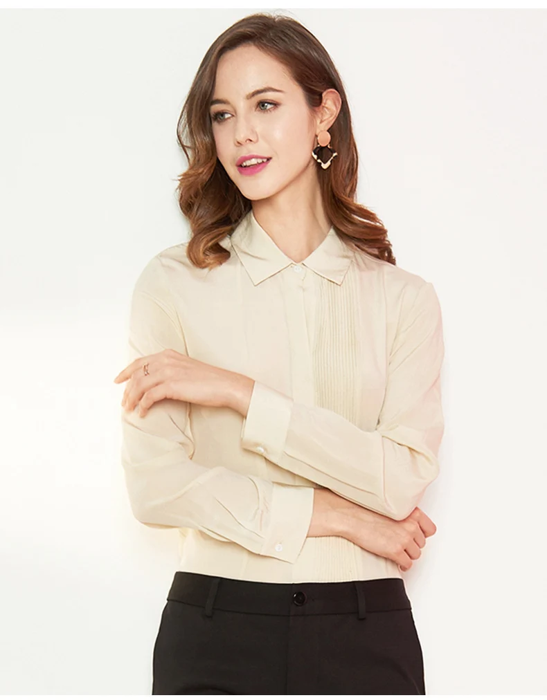 Женская модельная рубашка с отложным воротником Повседневная плиссированная