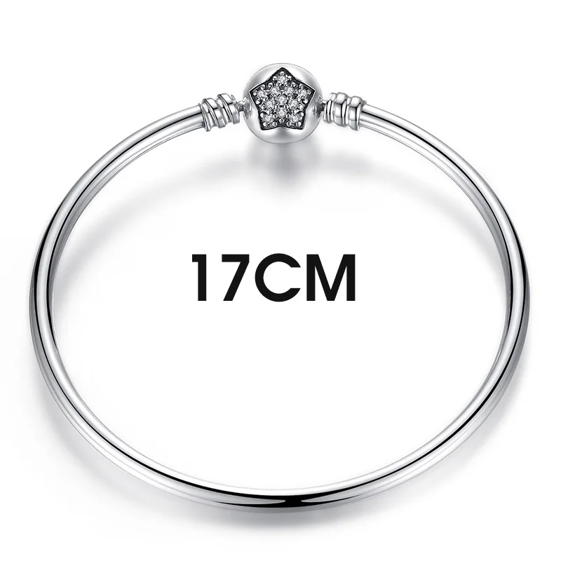 BISAER, 925 пробы, серебряный, Pulseira, браслеты со снежинкой, 925, сердце, змея, цепь, застежка, femme, серебряный браслет для женщин, ювелирное изделие - Окраска металла: 17CM