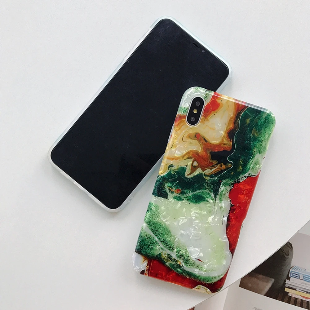 Colorful Marble Phone Case For iPhone 7 8 Plus Glitter Pattern Cover XR XS Max Soft TPU 6 |