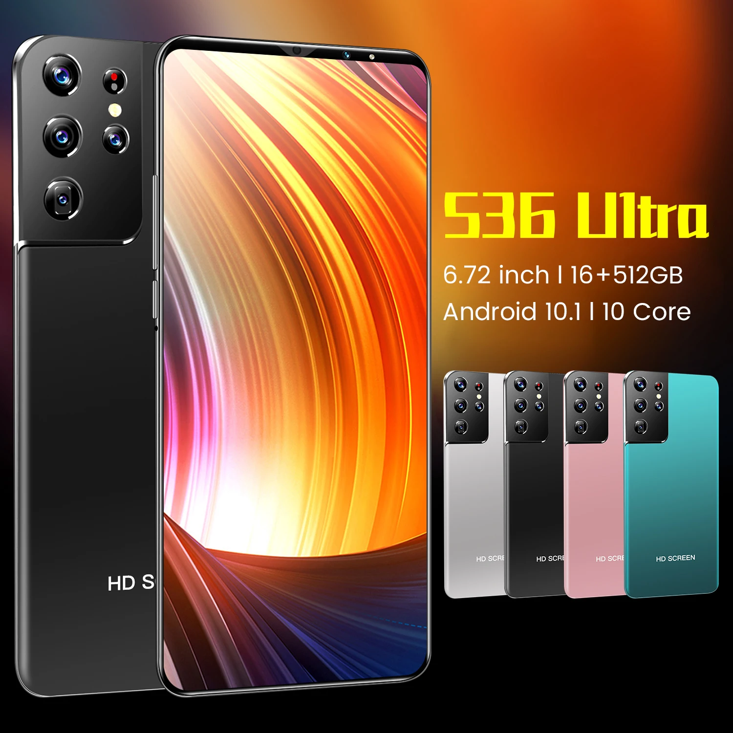 

Smartphone S36Ultra 16GB+512GB 6.72 Inch Big Full Screen 3 Card Slot 40MP+48MP Camera 5600mAh Android 10.0 4G/5G Smartphone