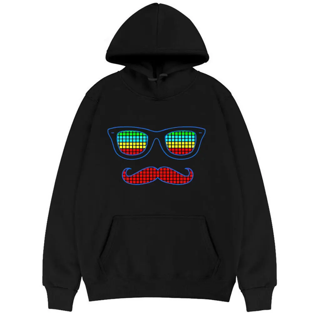 

Men Women Oversize Tops Equalizer Light Up Down Led Coat Sound Active Equalizer El Clothing Flashing Music Activated Led Hoodie