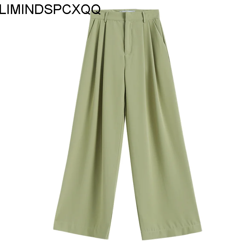 

Suit Mopping pants Ladies Summer Loose Casual Long Women Straight Fashion Thin High Korean Straight Waist Black Simple Wide-Leg