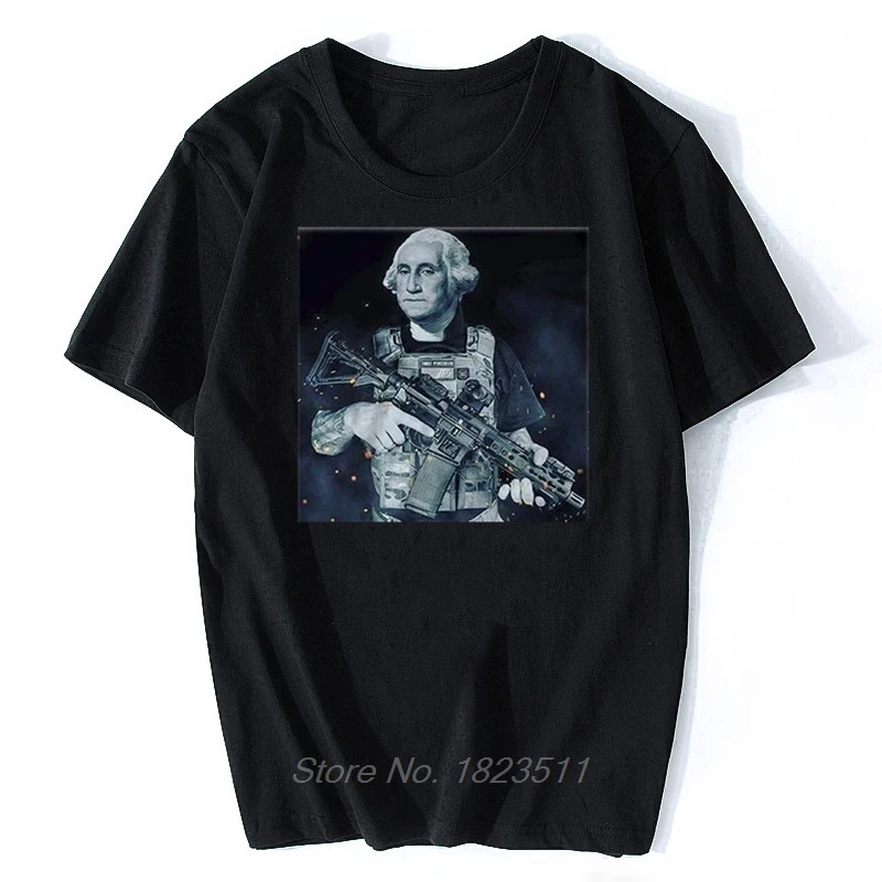 

Лидер продаж, модная забавная футболка Джордж Вашингтон 1776 с оружием нра, права оружия, Мужская хлопковая футболка, футболка в стиле Харадзю...