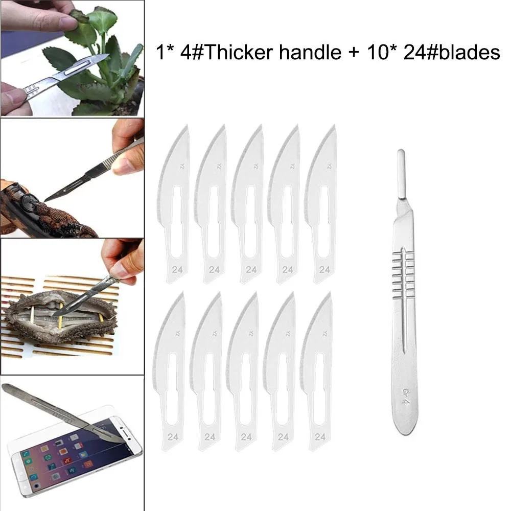 

11pcs Carbon Steel Handle Blades Utility Blade Blade DIY Cutting Hand Stainless Steelel Tools