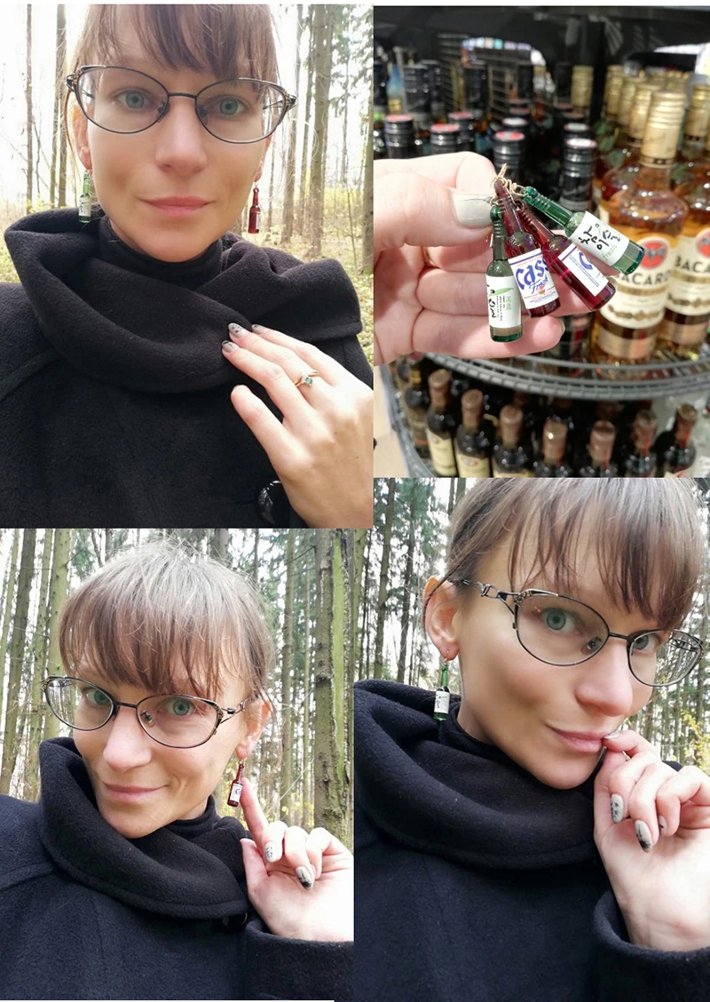 Серьги для женщин, Корейская имитация винных бутылок, висячие серьги, ювелирное изделие, модная висячая серьга Brinco Pendientes