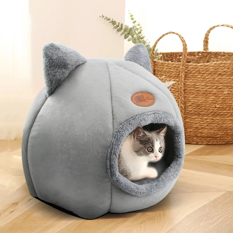 

Лежанка-домик для кошек, удобная кровать для сна, подстилка для щенков, маленьких собак, моющаяся Лежанка для кошек-40