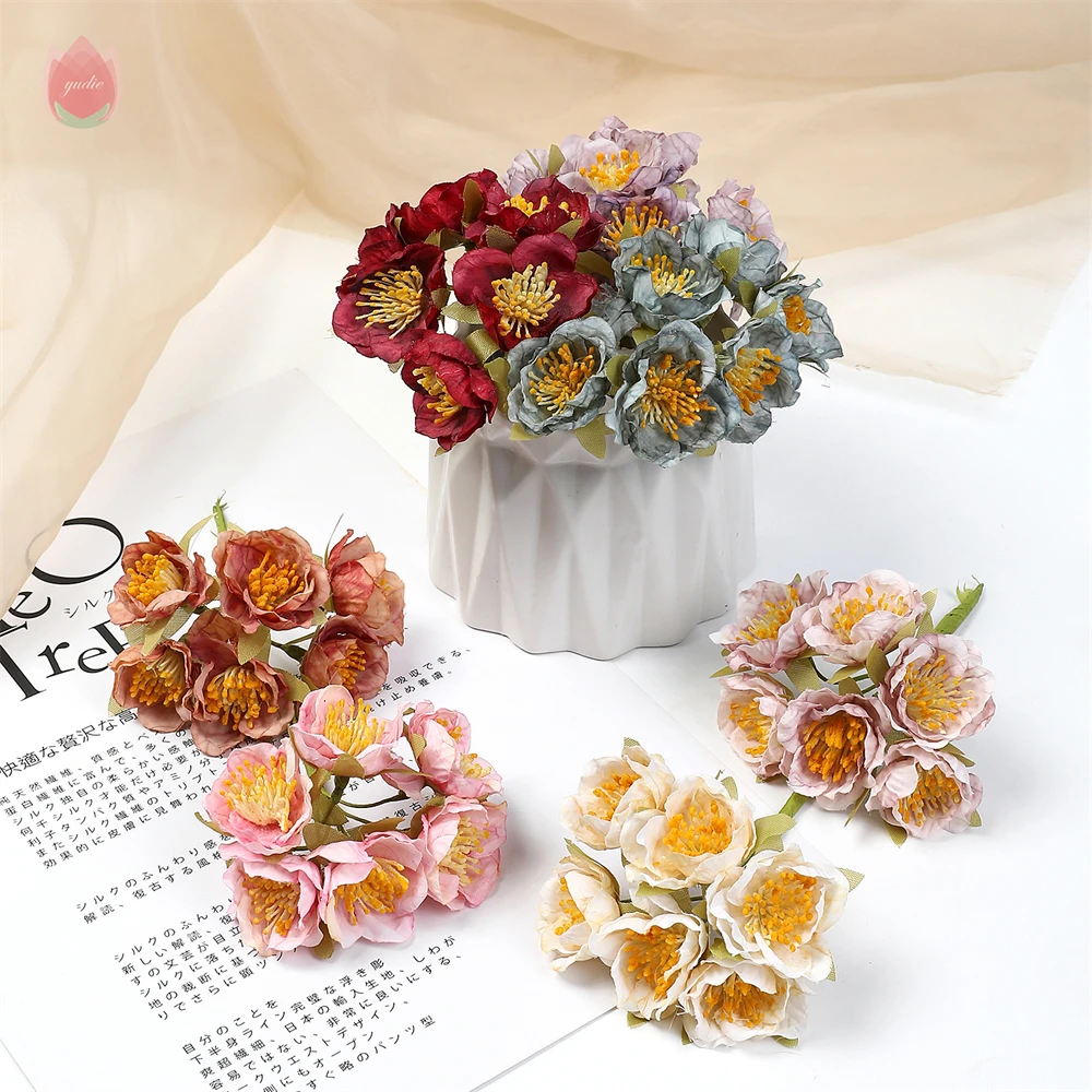 

6Pcs Silk Artificial Flowers Bridal Bouquets Poppies Home Decor Diy Wedding Room Decoration Poppy Wreath Collage New Year Decor