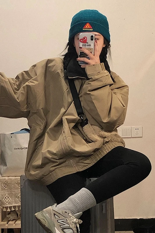 

Washed Cotton Coat nian New Female Autumn hickening All-Matching Loose Korean Style Work Clothes Casual Tops Fashionable Ins