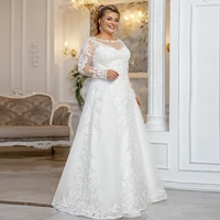 plus size a line wedding dress with applique lace long sleeves corset lace up back floor length bridal gown %d1%81%d0%b2%d0%b0%d0%b4%d0%b5%d0%b1%d0%bd%d0%be%d0%b5 %d0%bf%d0%bb%d0%b0%d1%82%d1%8c%d0%b5